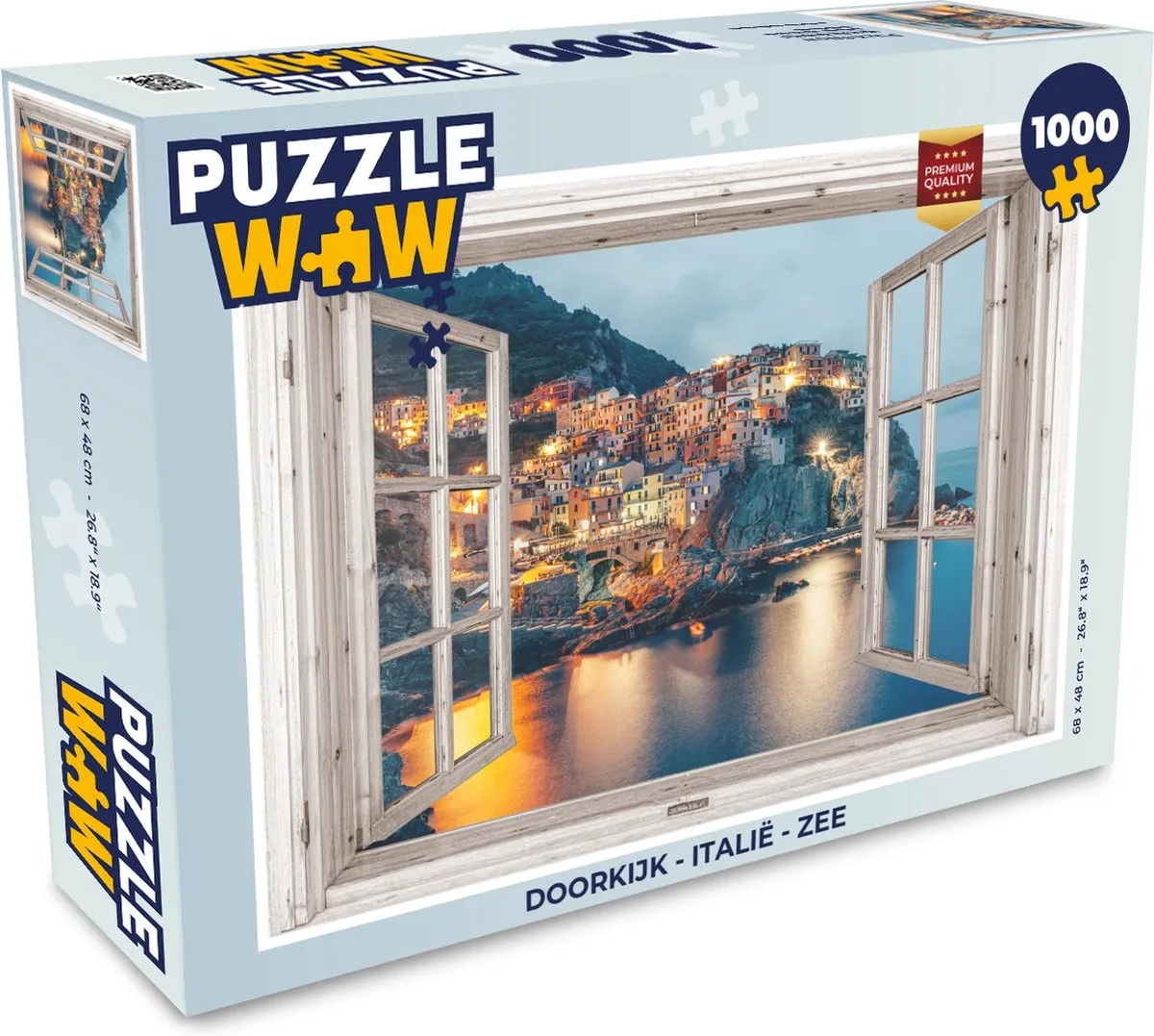 PuzzleWow Doorkijk Italië Zee Legpuzzel 1000 Stuks - Multicolor