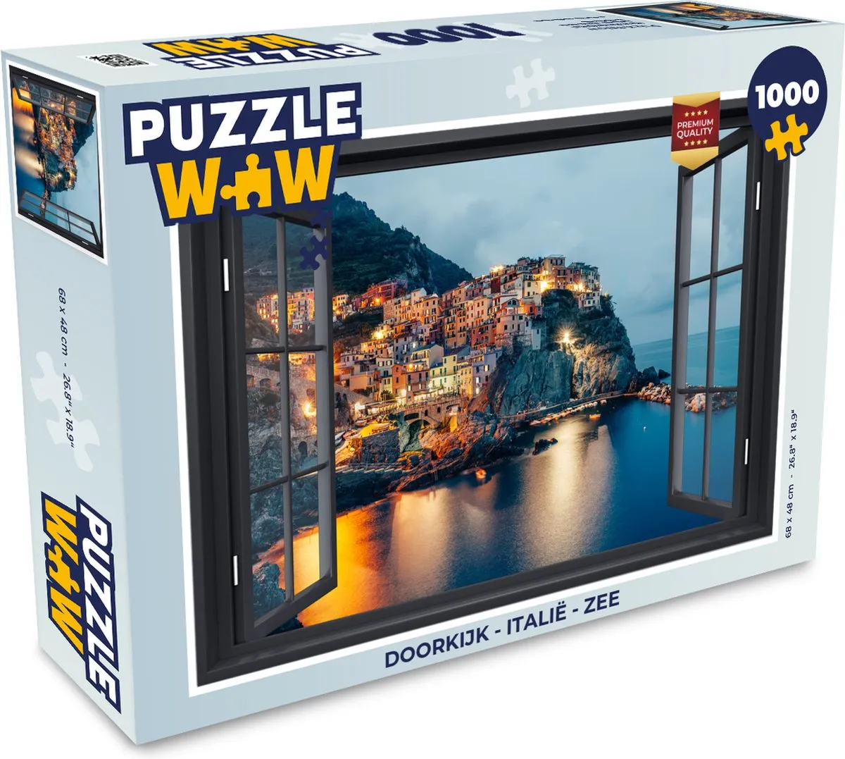 PuzzleWow Doorkijk Italië Zee Legpuzzel 1000 Stuks - Multicolor