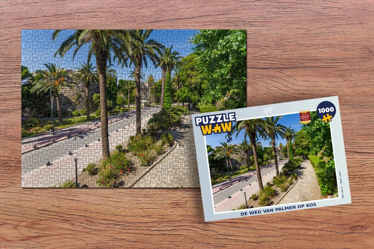 PuzzleWow De weg van Palmen op Kos Legpuzzel 1000 Stuks