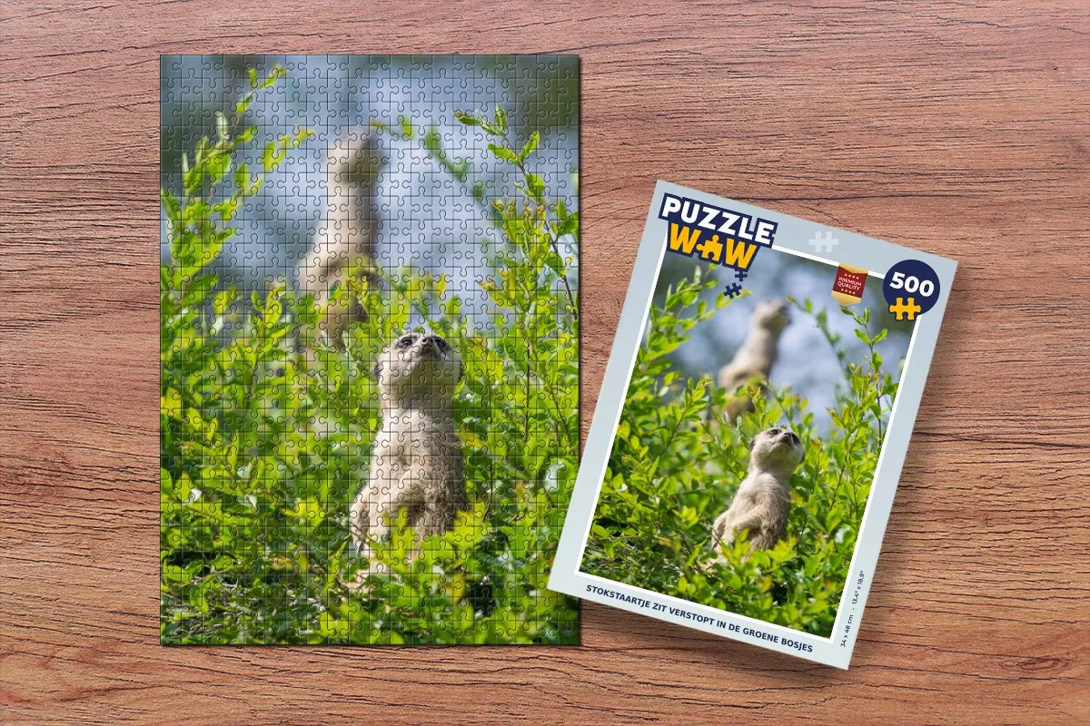 PuzzleWow Struiken - Stokstaartje Legpuzzel 500 Stuks - Multicolor