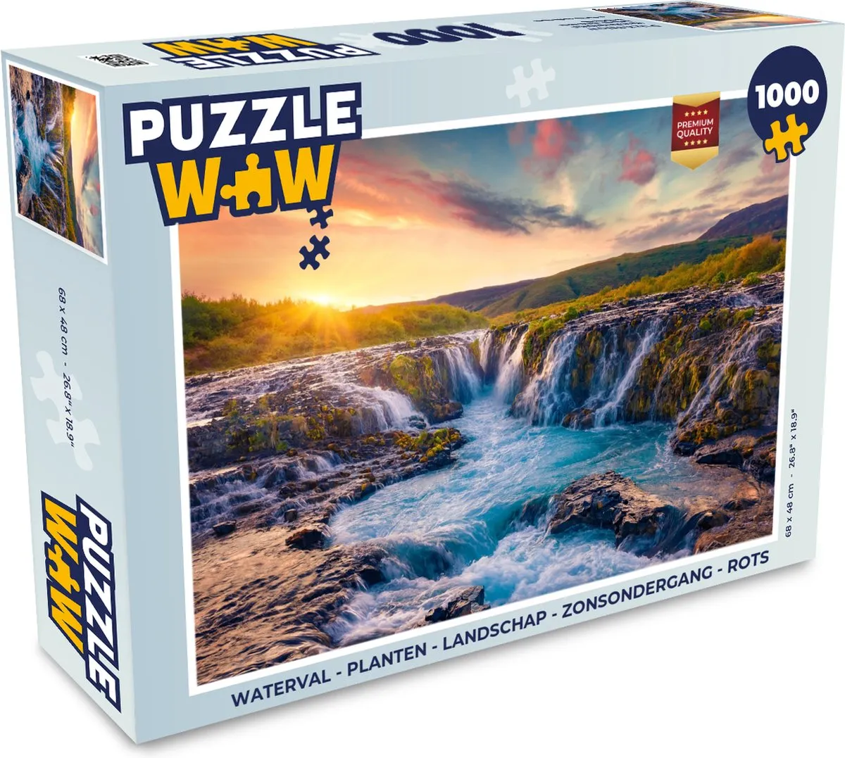 PuzzleWow Waterval Landschap Legpuzzel 1000 Stuks - Multicolor