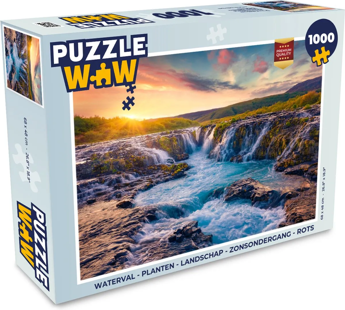 PuzzleWow Waterval Landschap Legpuzzel 1000 Stuks - Multicolor