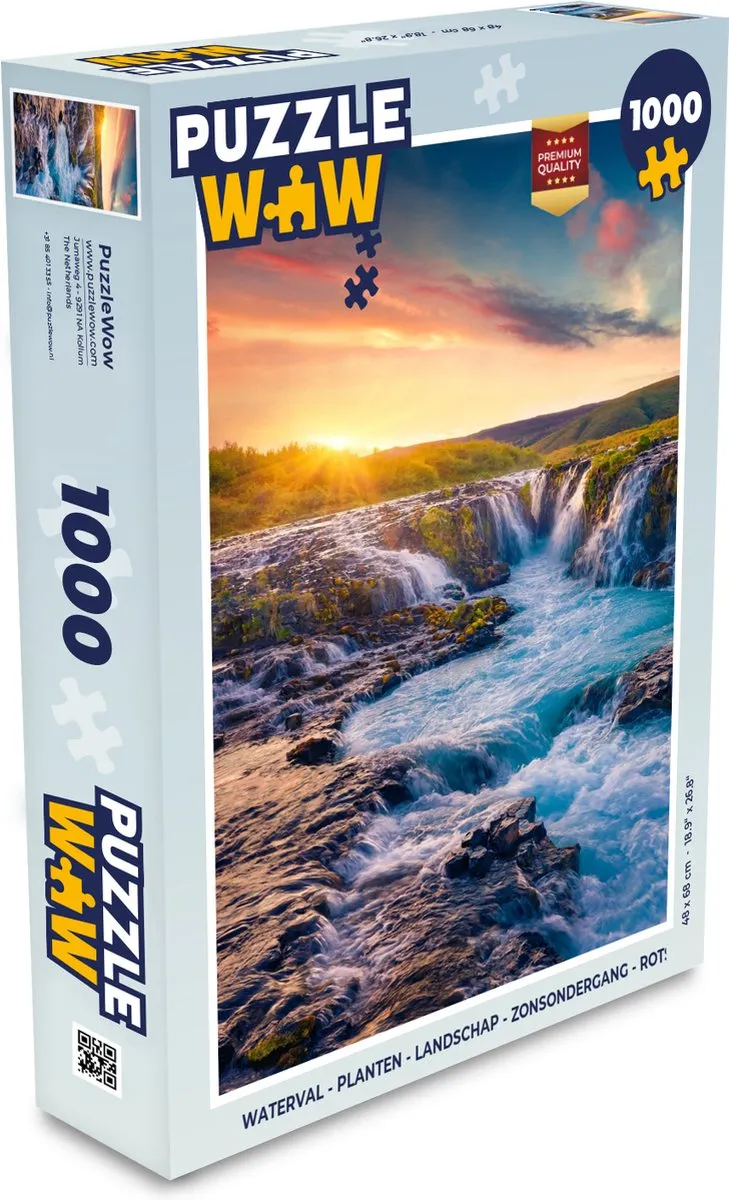 PuzzleWow Waterval Landschap Legpuzzel 1000 Stuks - Multicolor
