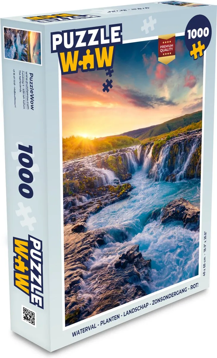 PuzzleWow Waterval Landschap Legpuzzel 1000 Stuks - Multicolor