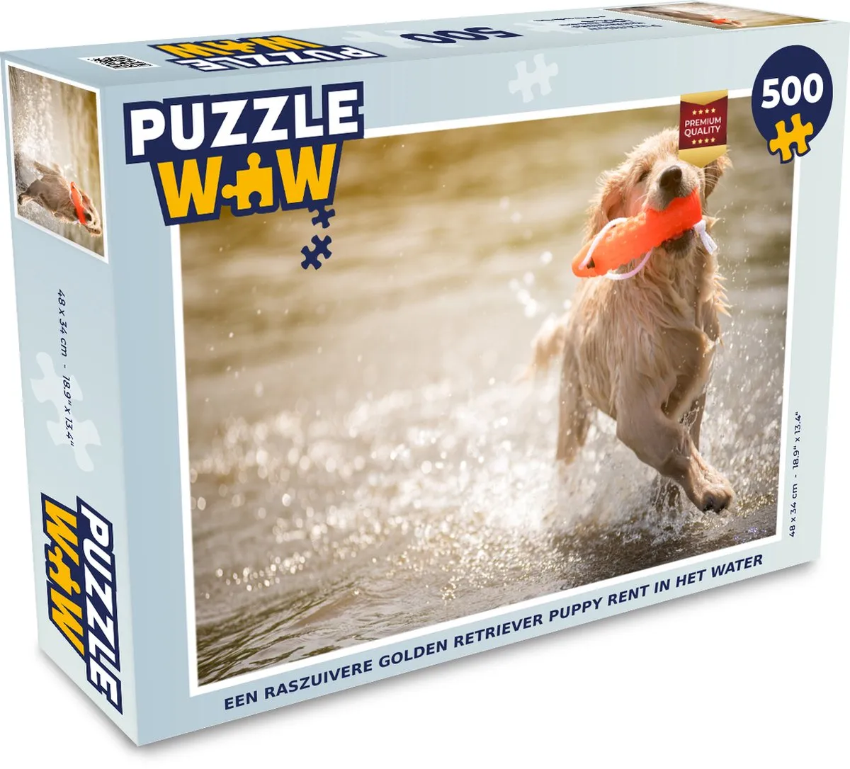 PuzzleWow Golden Retriever Puppy Legpuzzel 500 Stuks