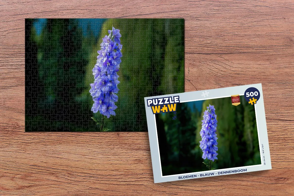 PuzzleWow Bloemen Dennenboom Legpuzzel 500 Stuks - Blauw