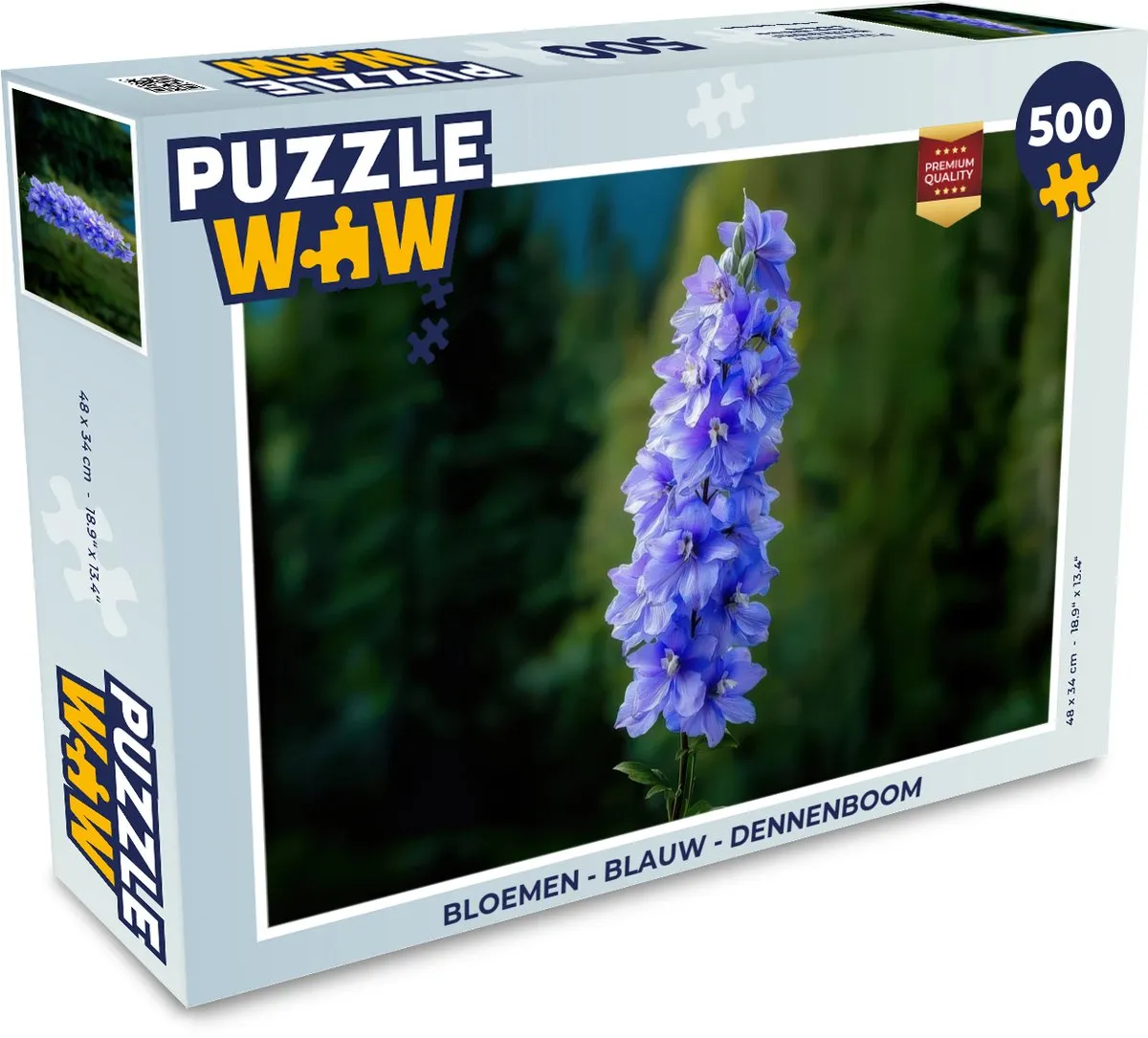 PuzzleWow Bloemen Dennenboom Legpuzzel 500 Stuks - Blauw