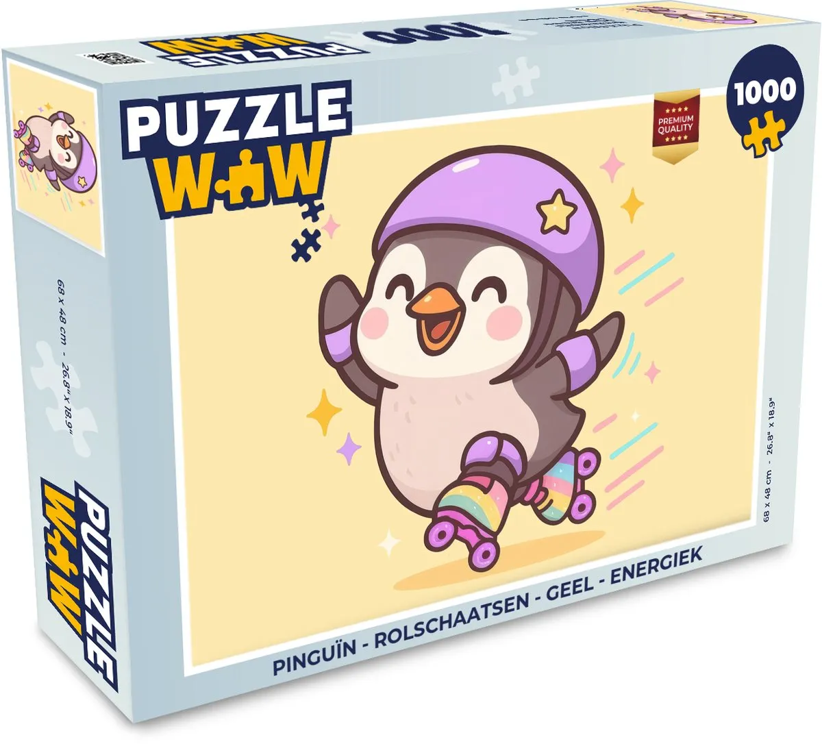 PuzzleWow Pinguïn Rolschaatsen Legpuzzel 1000 Stuks - Geel