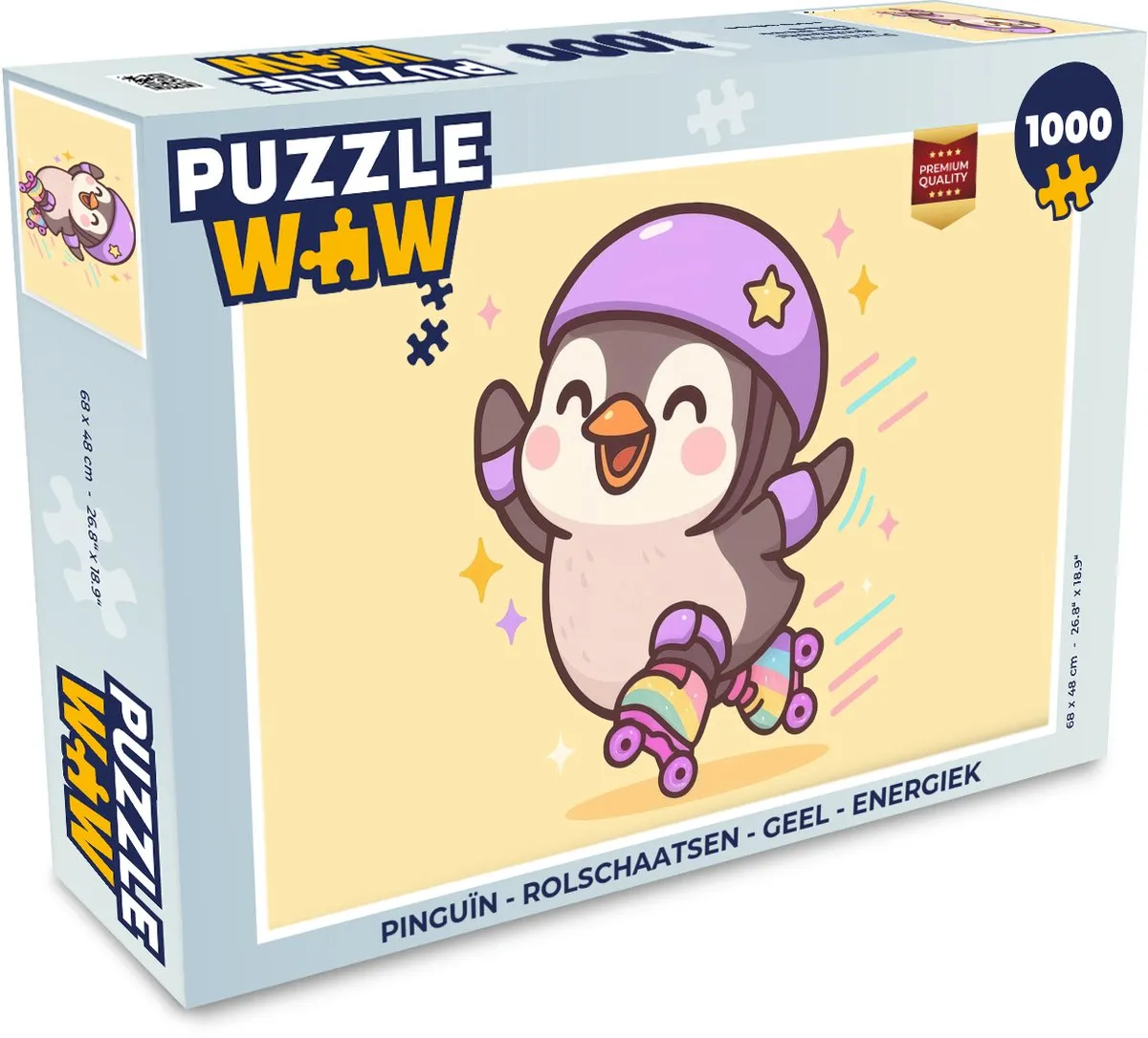 PuzzleWow Pinguïn Rolschaatsen Legpuzzel 1000 Stuks - Geel
