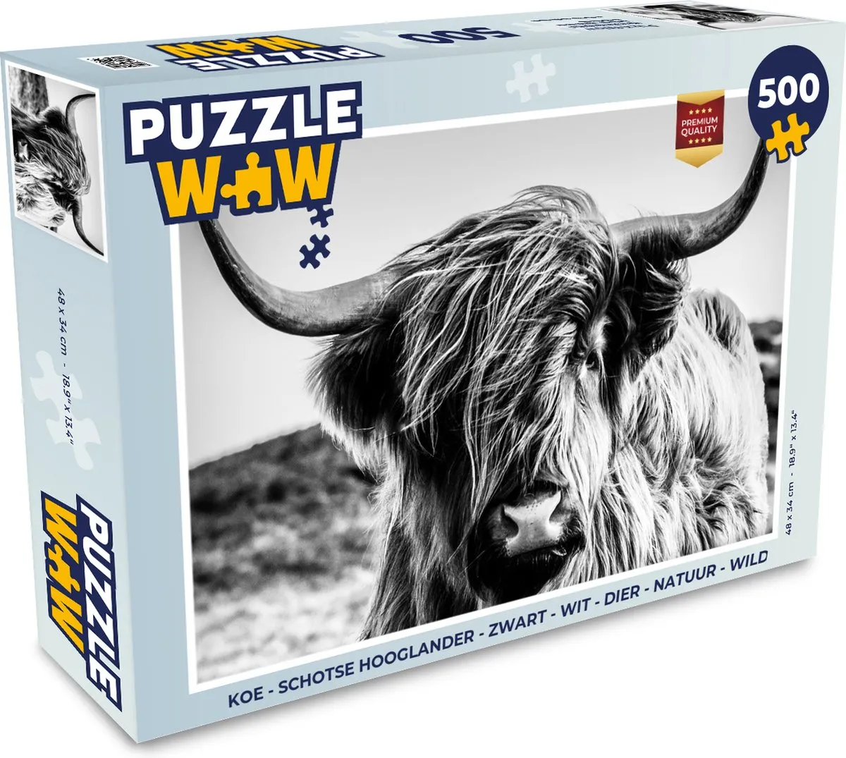 PuzzleWow Koe Schotse Hooglander Legpuzzel 500 Stuks