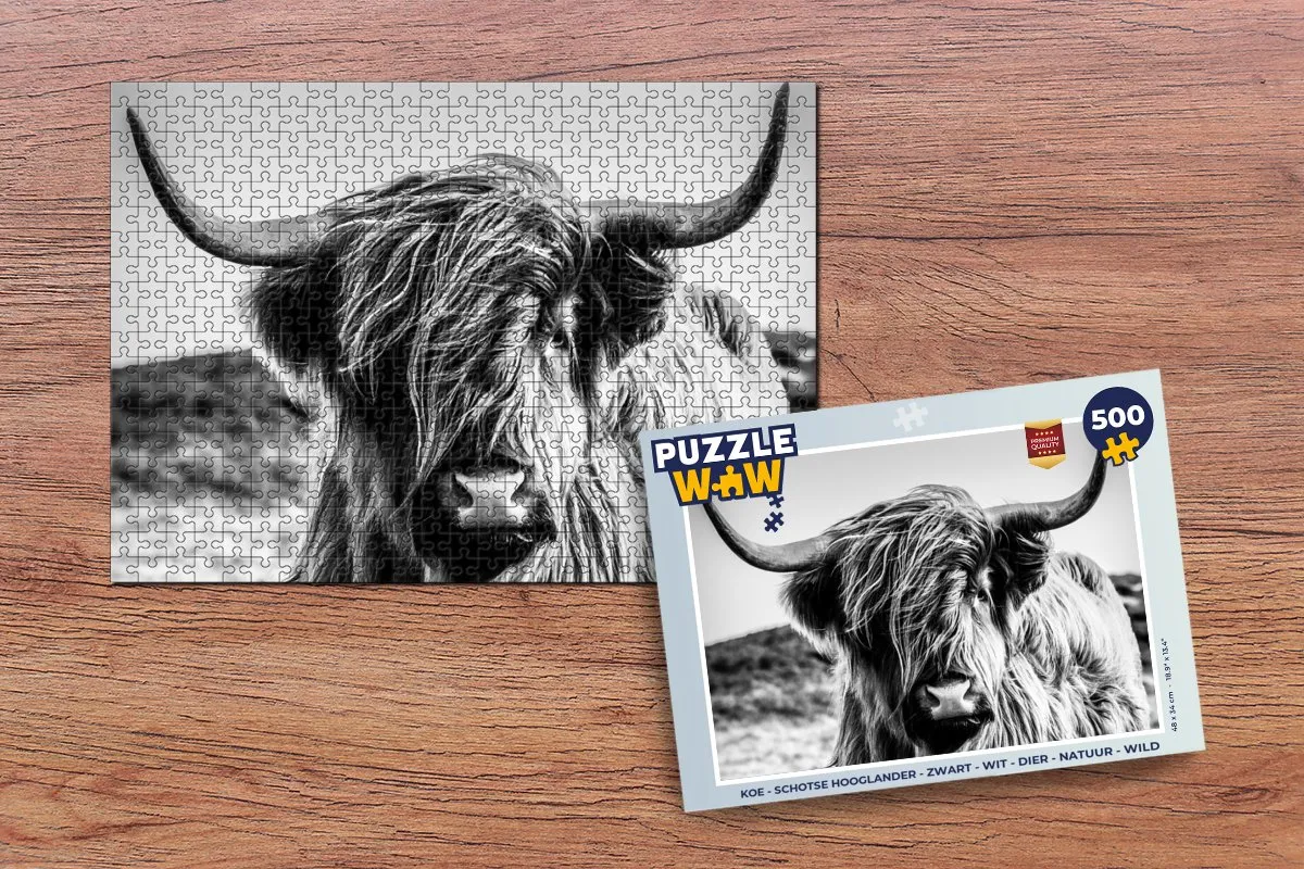 PuzzleWow Koe Schotse Hooglander Legpuzzel 500 Stuks - Multicolor