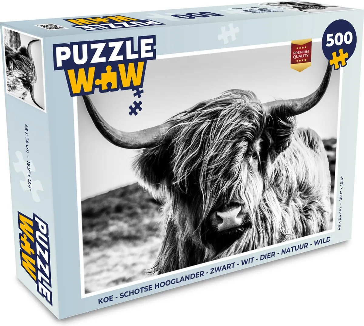 PuzzleWow Koe Schotse Hooglander Legpuzzel 500 Stuks - Multicolor