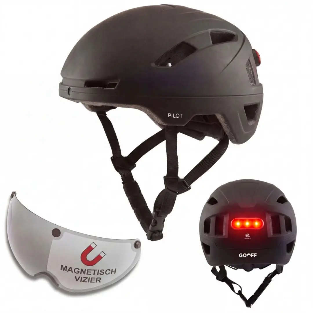 GOOFF® Pilot 3-in-1 Snorfiets Helm met Verlichting en Vizier