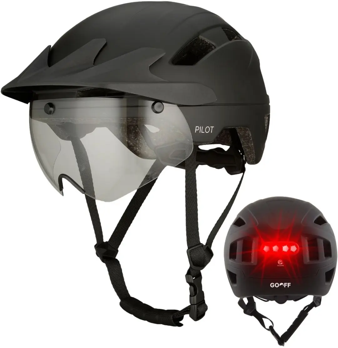 GOOFF® Pilot 4-in-1 Snorfiets Helm met Verlichting en Vizier
