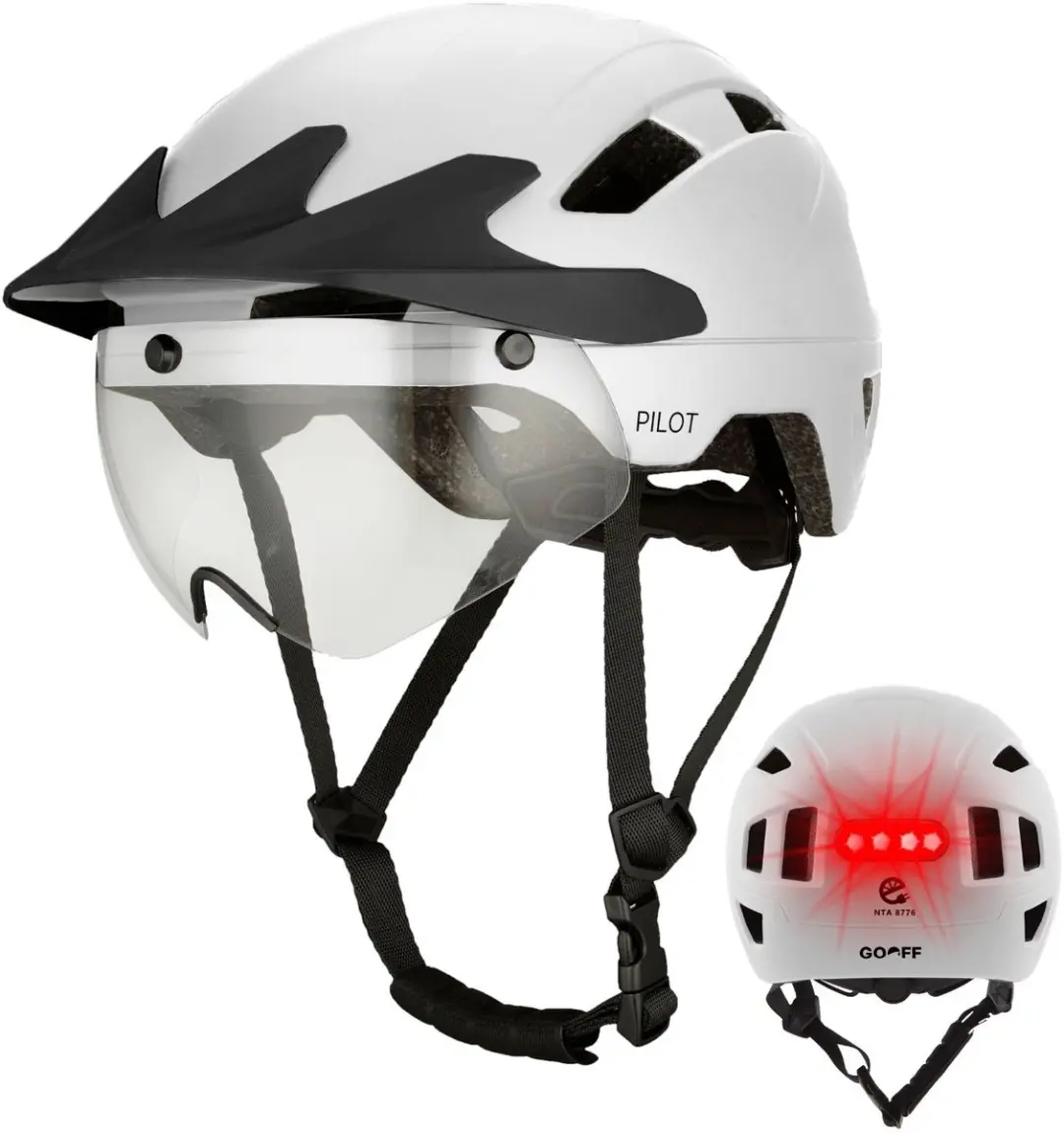 GOOFF® Pilot 4-in-1 Snorfiets Helm met Verlichting en Vizier