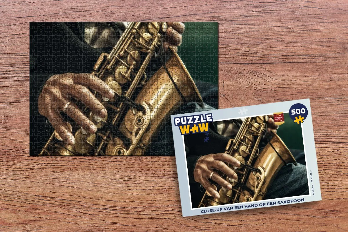 PuzzleWow Legpuzzel Close-up Saxofoon 500 Stuks - Multicolor