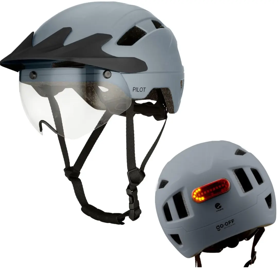 GOOFF® PILOT 4 in 1 speed pedelec helm met afneembaar vizier en regencap