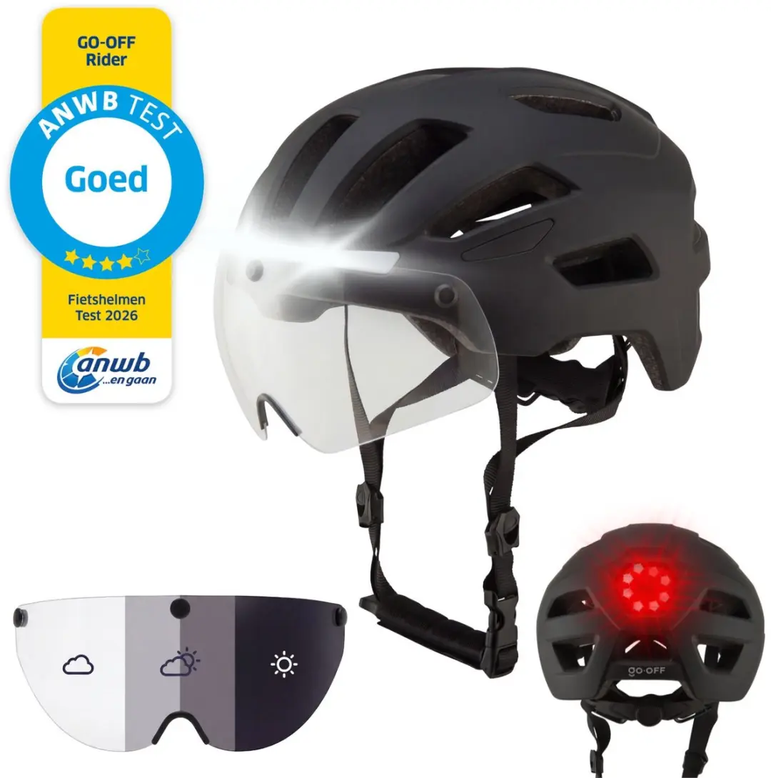 GOOFF® RIDER Fietshelm met Photochromatisch Vizier en Verlichting