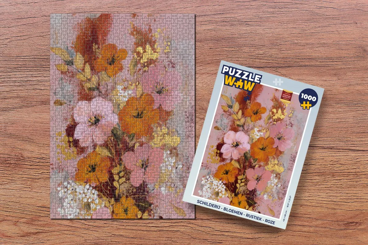 PuzzleWow Roze Bloemen Legpuzzel 1000 Stuks