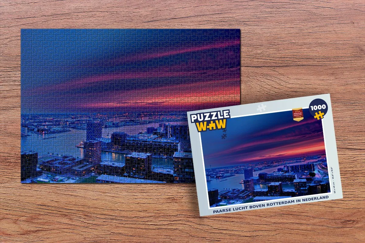 PuzzleWow Rotterdam Lucht Legpuzzel 1000 Stuks - Roze