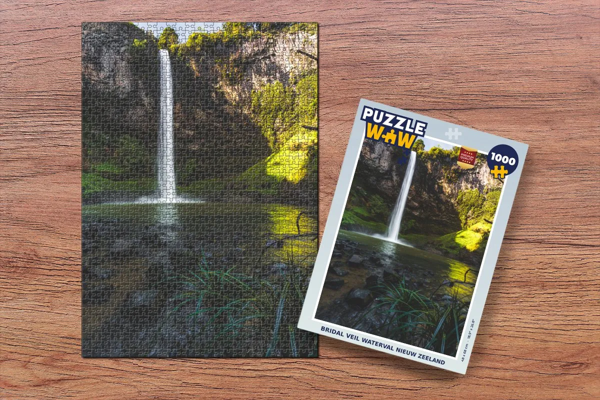 PuzzleWow Bridal Veil Waterval Nieuw Zeeland - Legpuzzel 1000 Stuks - Multicolor