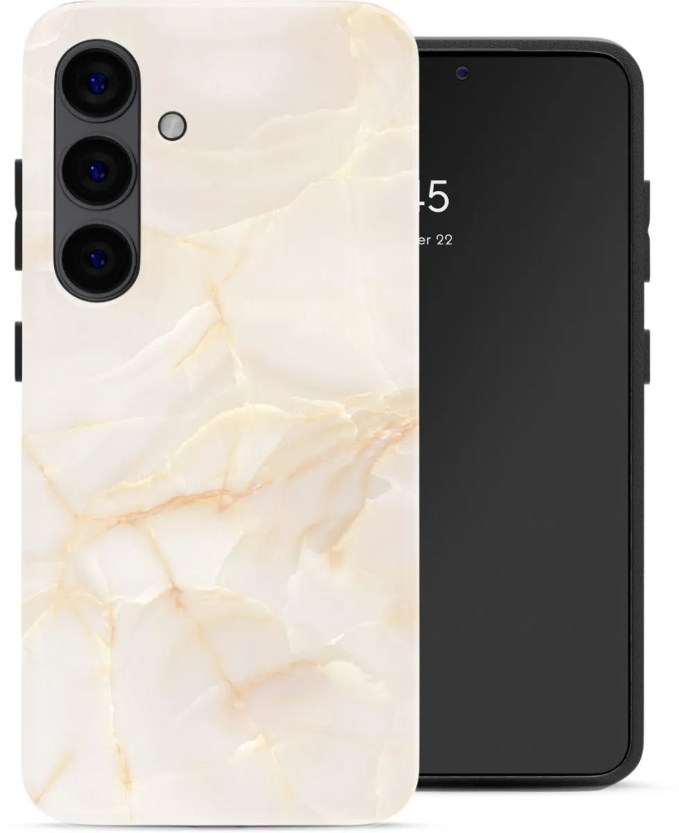 Selencia Hoesje Samsung Galaxy S24 Golden Beige Marble