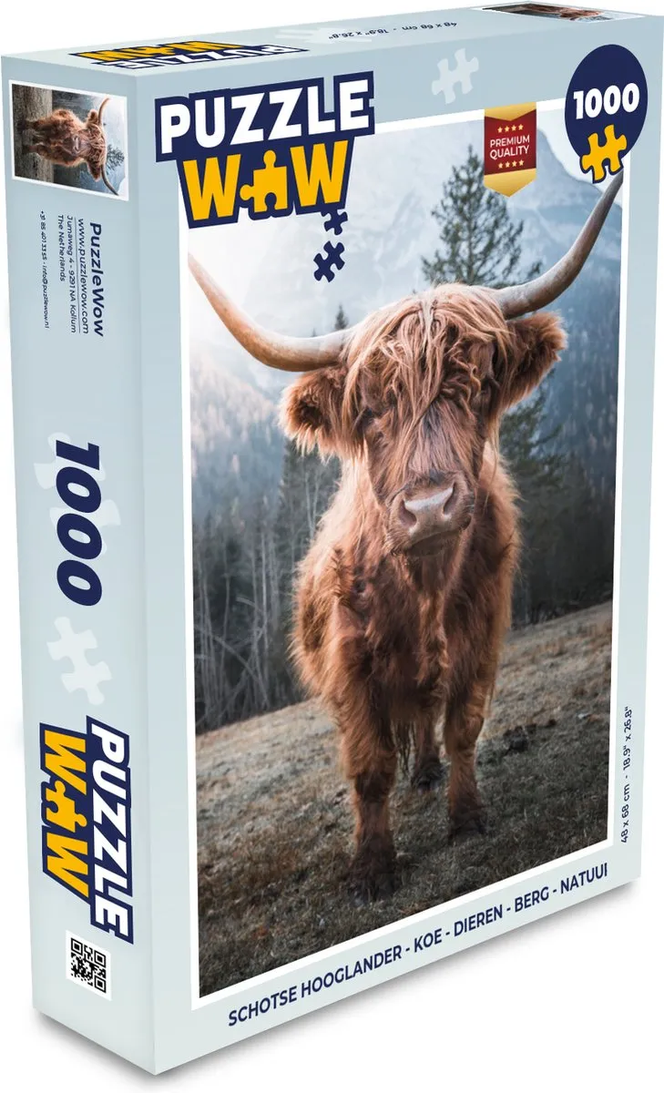 PuzzleWow Schotse Hooglander Legpuzzel 1000 Stuks - Multicolor