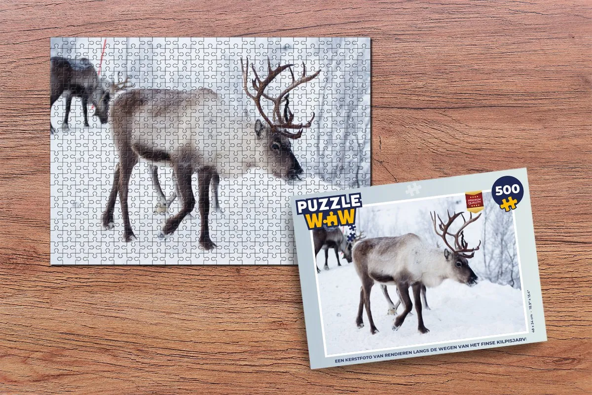 PuzzleWow Kerstfoto Rendieren Kilpisjärvi Legpuzzel 500 Stuks - Multicolor