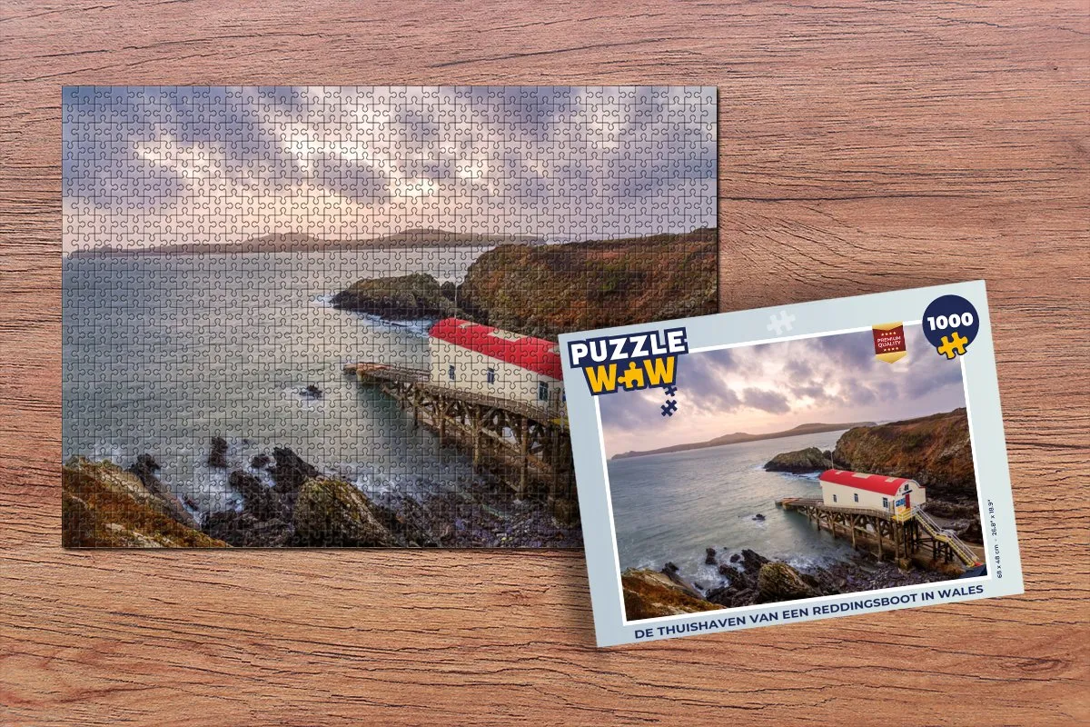 PuzzleWow Legpuzzel De Thuishaven van een Reddingsboot Wales 1000 Stuks - Multicolor