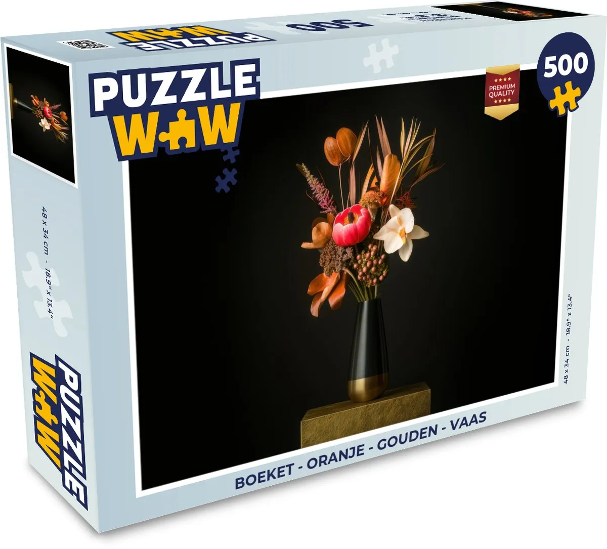 PuzzleWow Boeket Legpuzzel 500 Stuks - Oranje/Gouden