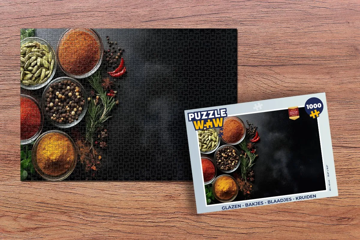 PuzzleWow Kruiden Legpuzzel 1000 Stuks - Glazen/Bakjes/Kruiden