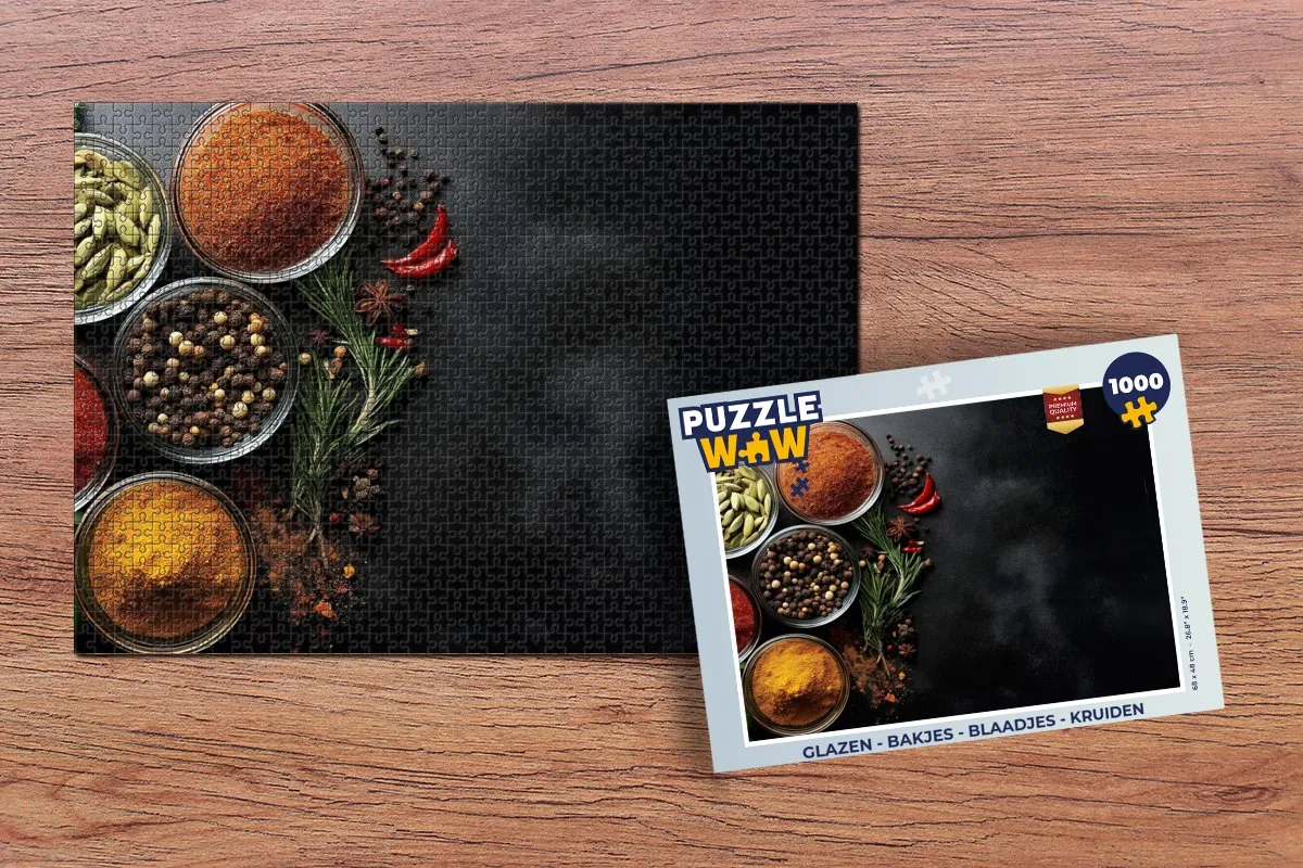 PuzzleWow Kruiden Legpuzzel 1000 Stuks - Glazen/Bakjes/Kruiden