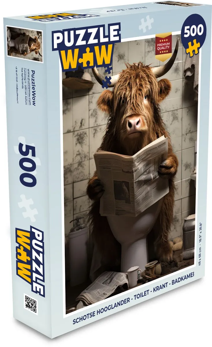 PuzzleWow Schotse Hooglander Puzzle 1000 Stuks - Badkamer