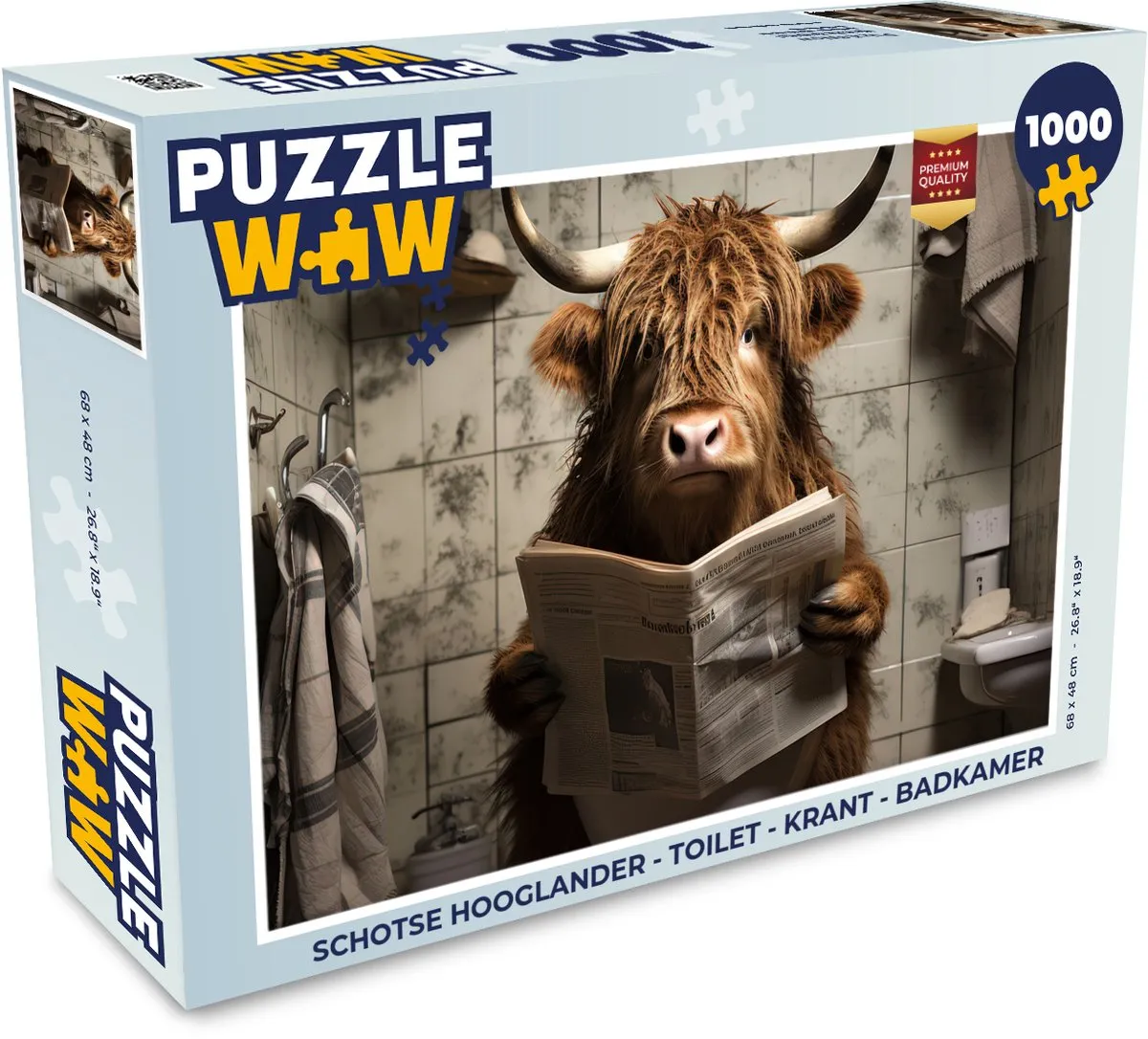 PuzzleWow Schotse Hooglander Puzzle 1000 Stuks - Badkamer