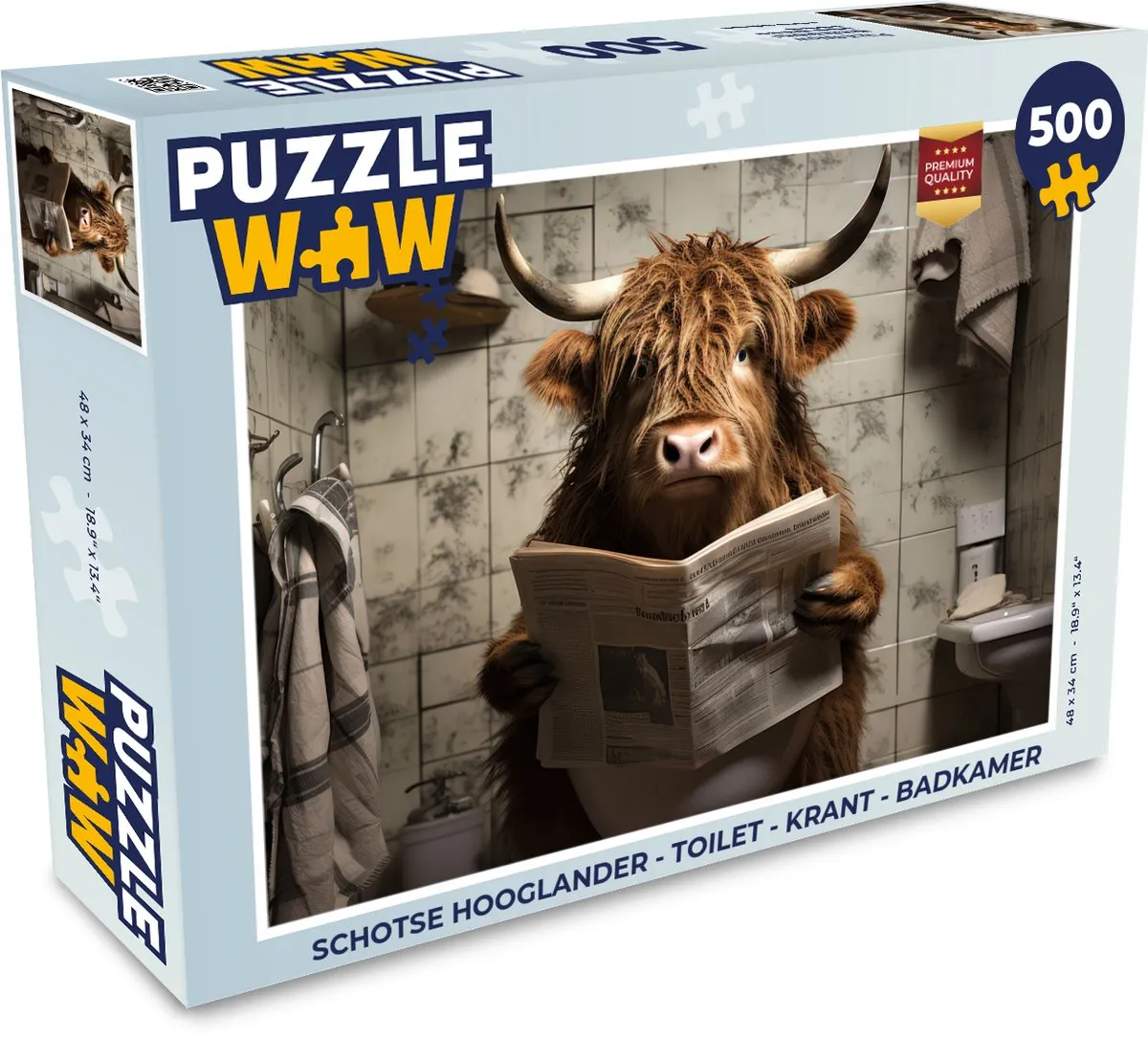 PuzzleWow Schotse Hooglander Puzzle 1000 Stuks - Badkamer