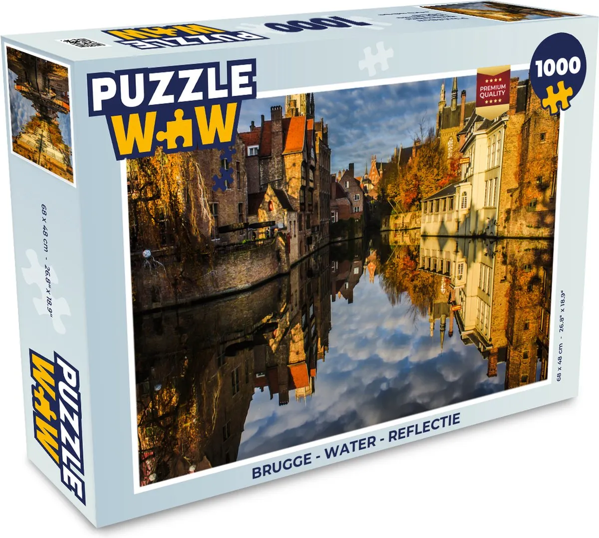 PuzzleWow Brugge Water Reflectie Legpuzzel 1000 Stuks - Multicolor