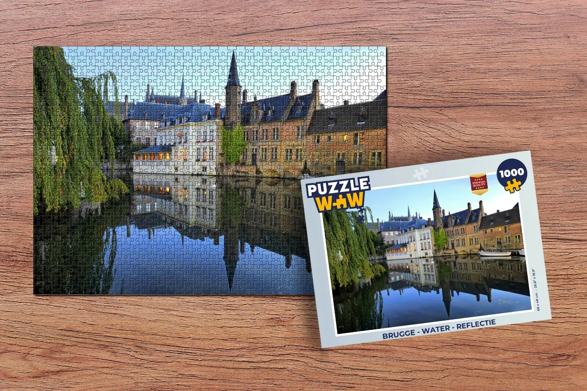 PuzzleWow Brugge Water Reflectie Legpuzzel 1000 Stuks - Multicolor