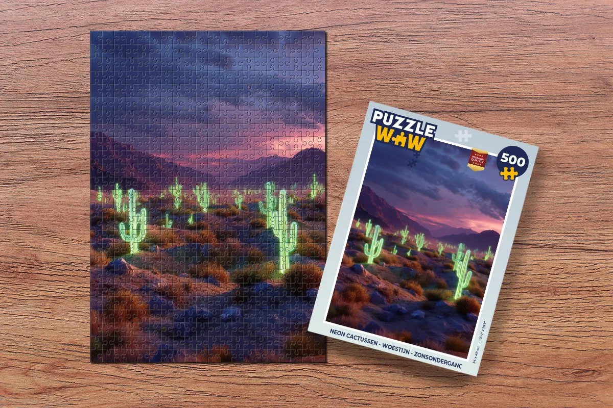 PuzzleWow Neon Cactussen Legpuzzel 500 Stuks