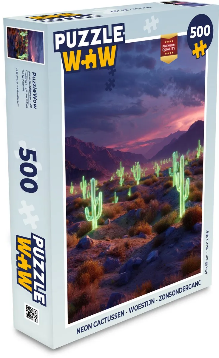 PuzzleWow Neon Cactussen Legpuzzel 500 Stuks