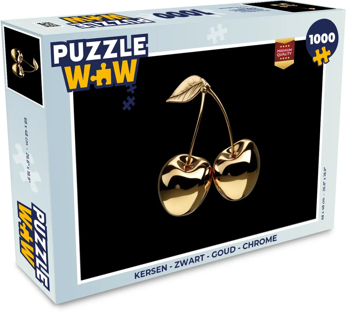 PuzzleWow Kersen Legpuzzel 1000 Stukjes - Zwart/Goud/Chrome