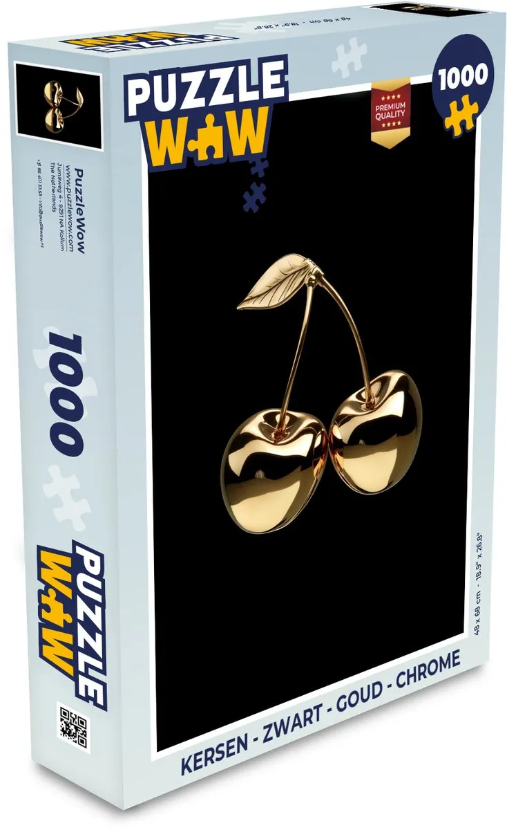 PuzzleWow Kersen Legpuzzel 1000 Stukjes - Zwart/Goud/Chrome