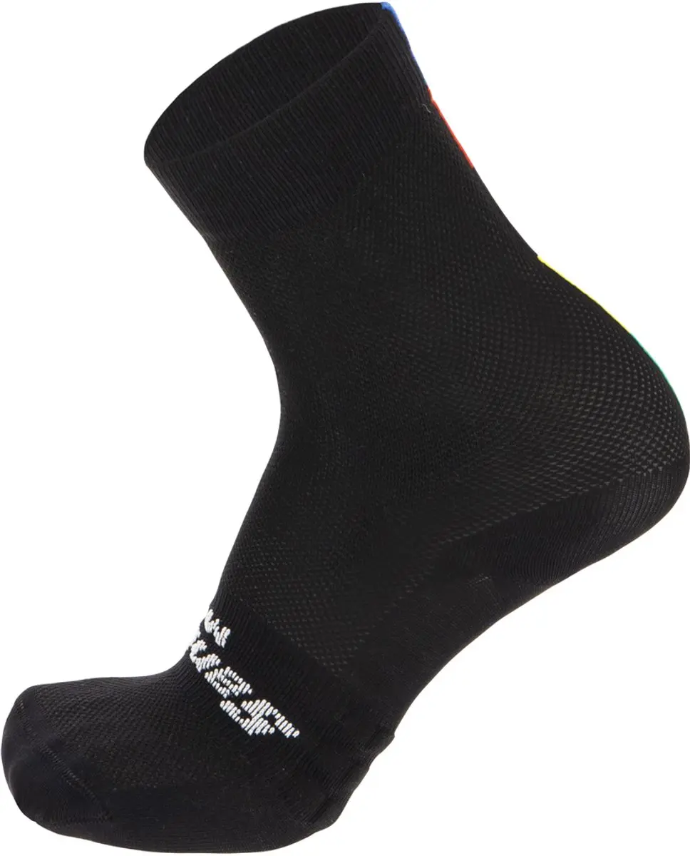 Santini Unisex Fietssokken UCI Rainbow - Zwart - M - afbeelding 3 van 3