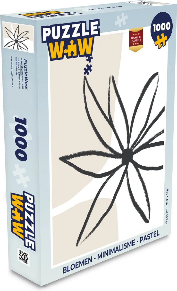 PuzzleWow Bloemen Minimalisme Legpuzzel 1000 Stuks - Multicolor