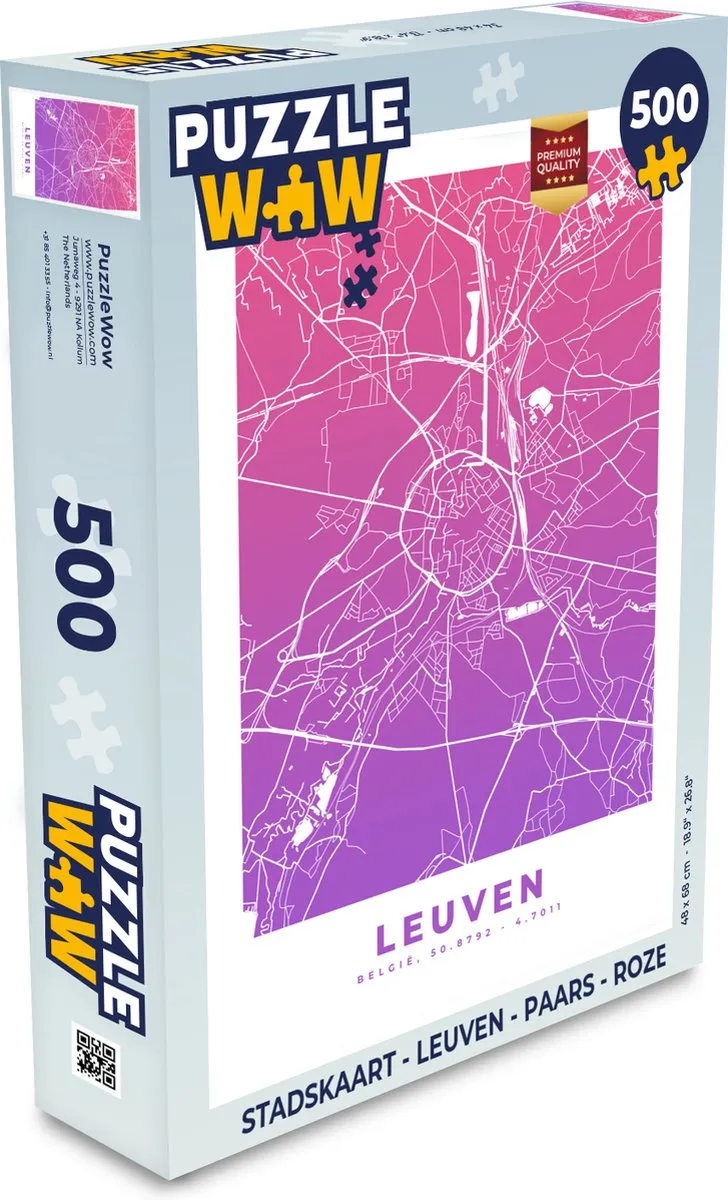 PuzzleWow Stadskaart Leuven Legpuzzel 500 Stuks