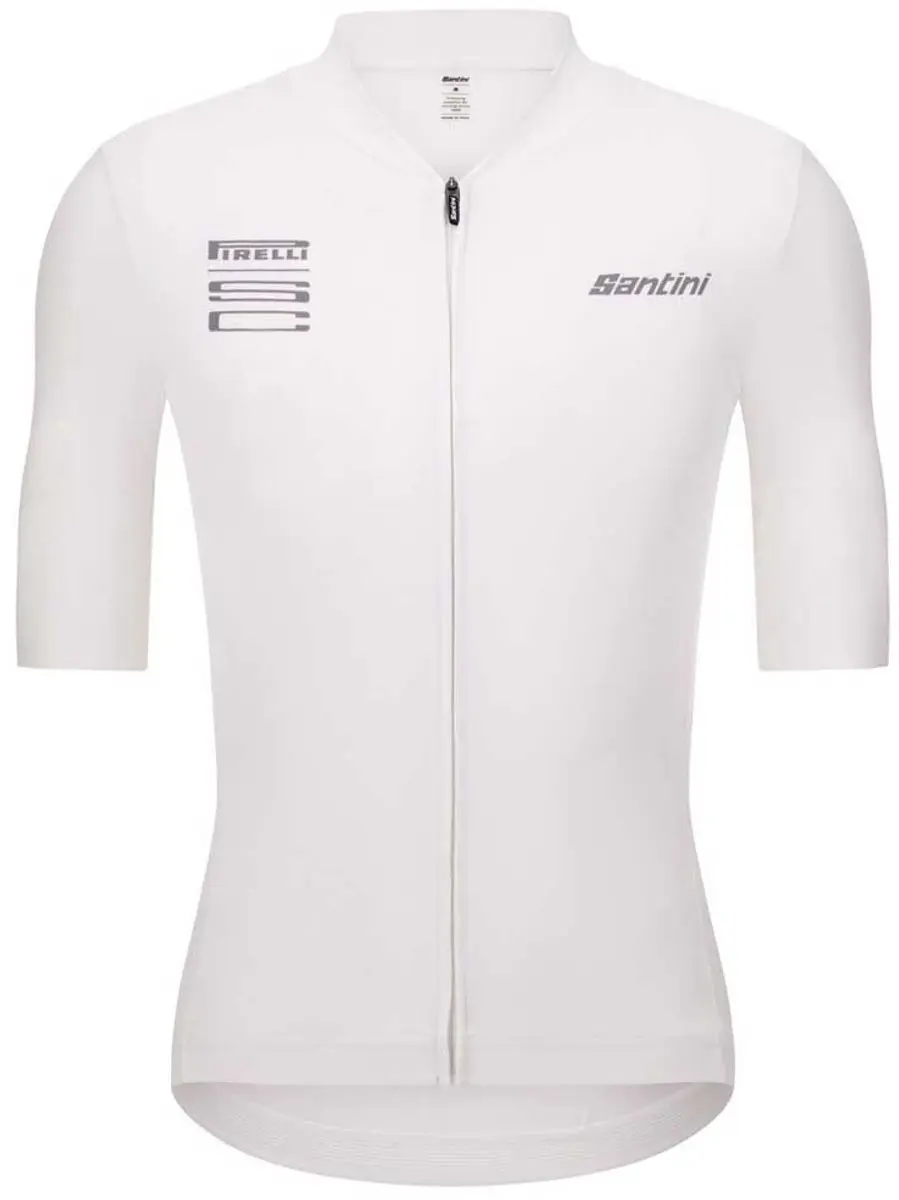 Santini Pirelli Wheel Korte Mouw Wielertrui Wit L
