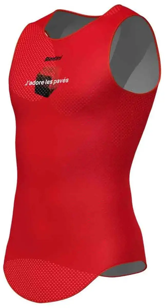 Santini Paris-Roubaix 2026 Mouwloos Basislaag - Rood XS-S