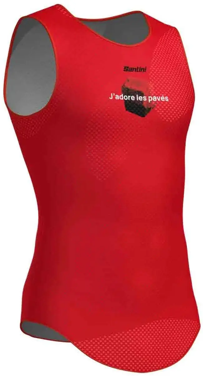 Santini Paris-Roubaix 2026 Mouwloos Basislaag - Rood XS-S