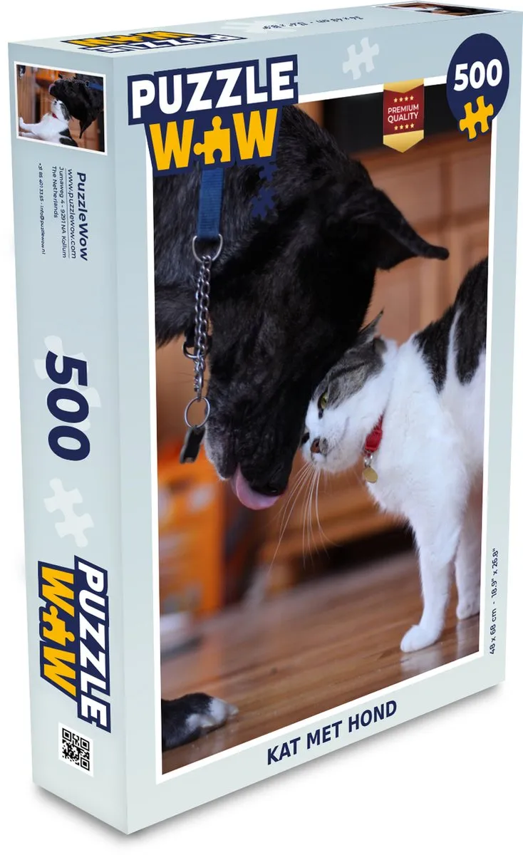 PuzzleWow Legpuzzel Kat & Hond 500 Stuks