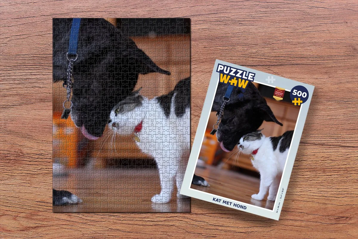 PuzzleWow Legpuzzel Kat & Hond 500 Stuks - Multicolor