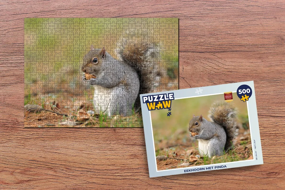 PuzzleWow Legpuzzel Eekhoorn met pinda 500 Stuks - Multicolor